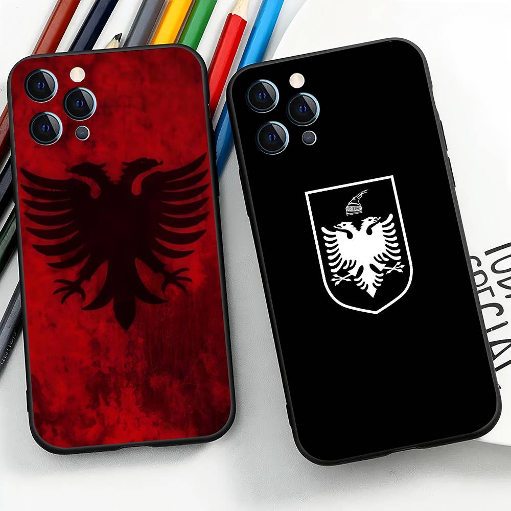 A-Albania Flag For IPhone 15 16 14 Plus 13 12 11 17 Pro Max 17 Air Black Soft Phone Cover