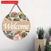 2D плоские 20*20 см 1 шт. Добро пожаловать Красивые красочные цветы, листья и бабочки с принтом Деревянные поделки Круглые дверные знаки, Декоративная художественная табличка Подарок для друзей