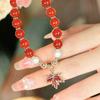 Винтажный красный браслет с подвесками из бисера для женщин и девочек, легкий роскошный красный кленовый лист, кулон, браслет, ювелирные изделия, аксессуары, подарок