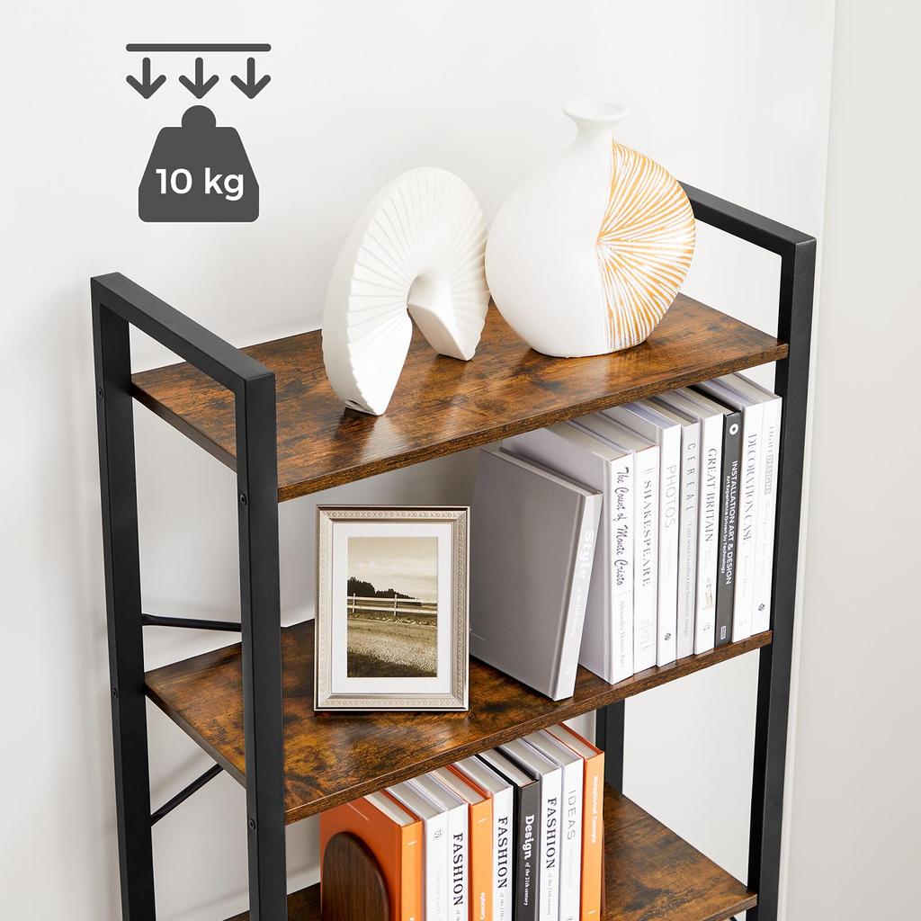 VASAGLE Bookshelf, 6-Tier Shelving Unit with Steel Frame, Tall Rustic Shelves for Living Room, Office, Study, Hallway, Industrial Style