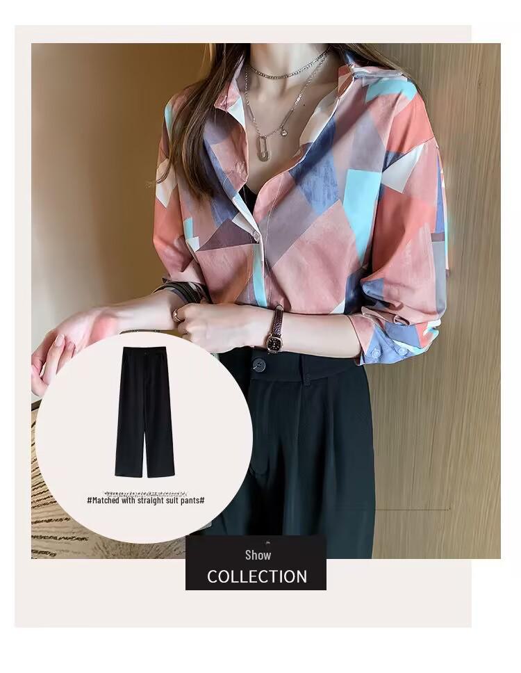 2025 Spring/Summer Women's Retro Hong Kong Style Long Sleeve Shirt - Loose and Slim Fit Design