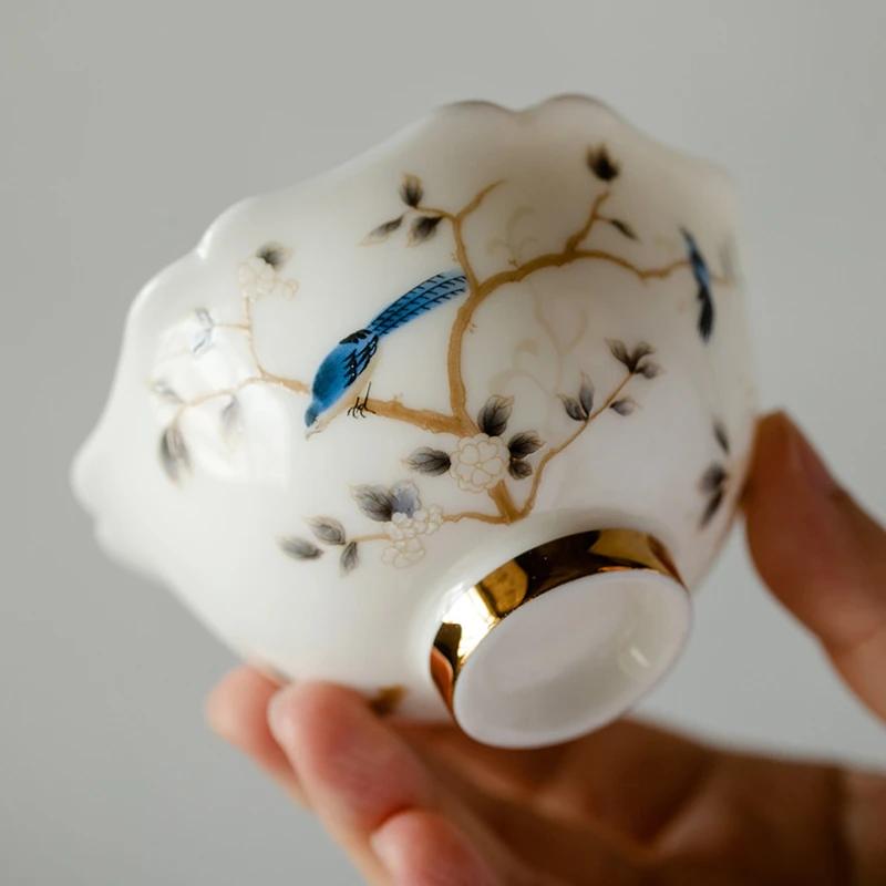 Персональная высококачественная чайная чашка, домашний керамический набор для кунг-фу, Dehua Mutton Fat Jade White фарфоровая посуда для приготовления чая, кухня, столовая, бар