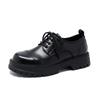FashionCasual English Platform Derby Shoes for Men Fashion Cow Leather High Sense Black Wedding Groom Low-top Platform Shoes Man