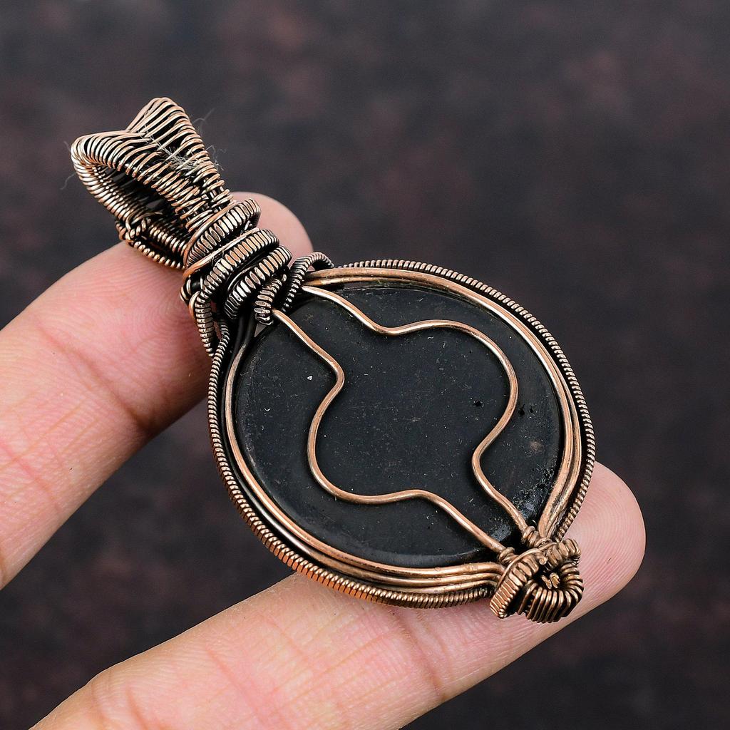 Подвеска из черного эфиопского опала, подвеска из медной проволоки, подвеска из радужного лунного камня, подвеска из драгоценного камня, ювелирное изделие ручной работы из меди, подарок на годовщину