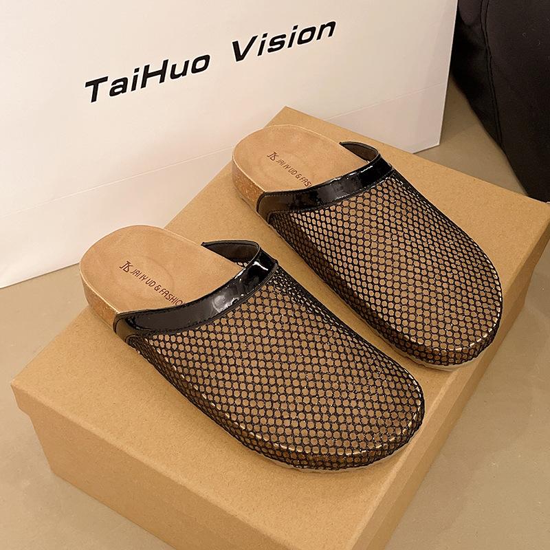 Полая сетчатая сумка-голова для рыбалки, женские полушлепанцы 2025, новая модная универсальная модель с юбкой, пляжные прохладные шлепанцы на одной педали