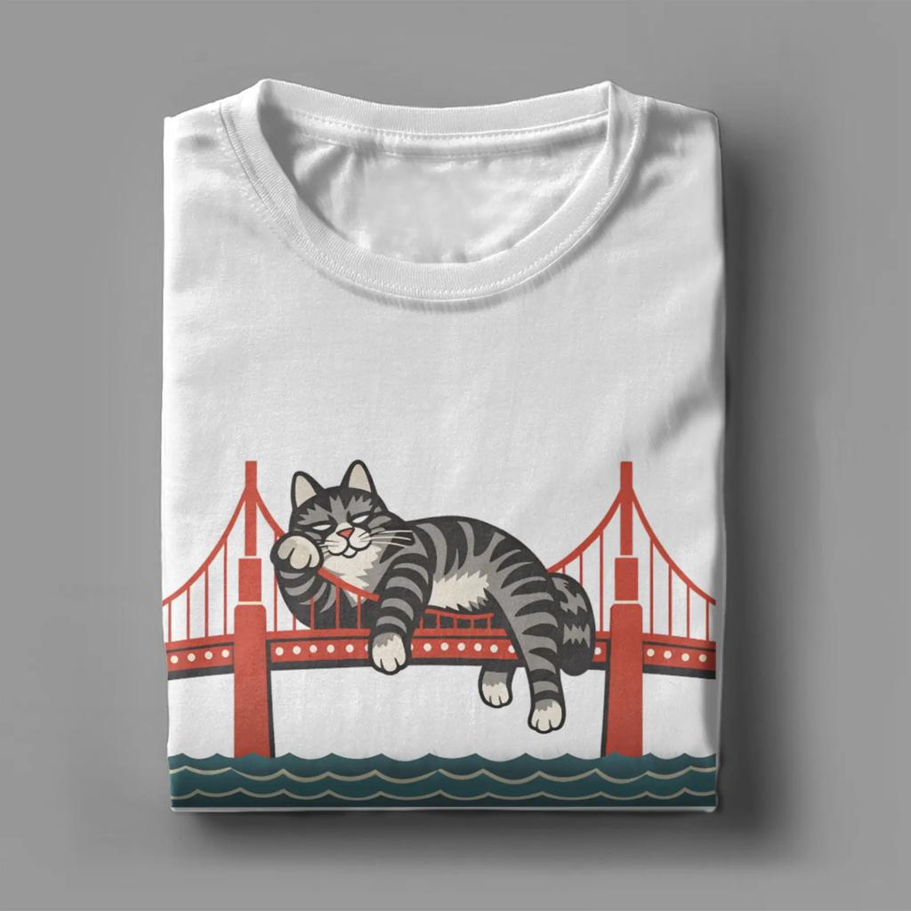 Ryan Gosling Cat San Francisco 100 Cotton T-Shirt For Man Summer Street Style T-Shirts Crewneck Leisure Tees Casual Tops