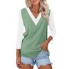 Women's Casual Fashion Sexy Comfortable V-neck Stitching Color Three-quarter Sleeve Top