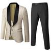 Men's Slim Jacquard Three-Piece Suit - Wedding & Business Casual Dress, Large Sizes Available