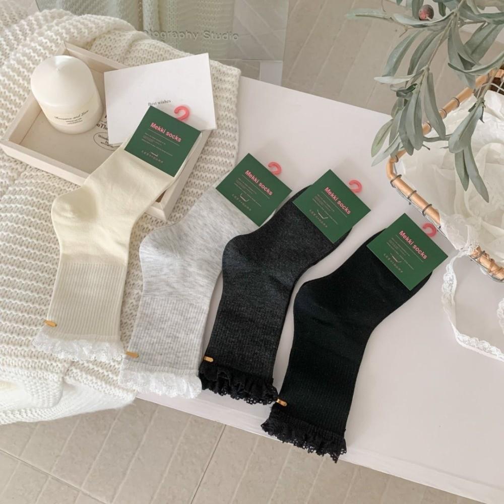 Дышащие женские носки кружевные носки с оборками модные длинные носки