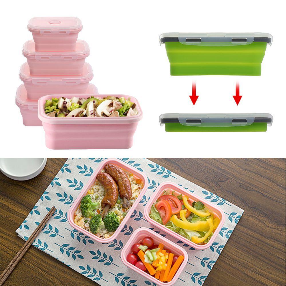 Portable Household Storage Folding Lunchbox Picnic Boxes Silicone Food Container Collapsible Bowl