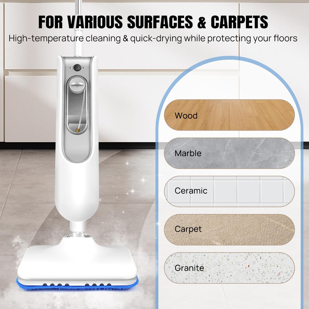 DayPlus Steam Mop & Detachable Steam Cleaner, 1500W Powerful Floor Steamer for Carpet Laminate Hardwood Grout Tile Marble, 400ml