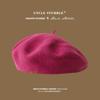 Beret Korean Style Leather Label Versatile Woolen Beret Autumn and Winter Retro Painter Hat for Girls