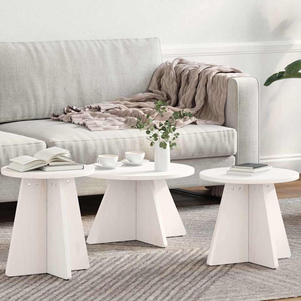 Coffee Table Set 3 pcs White