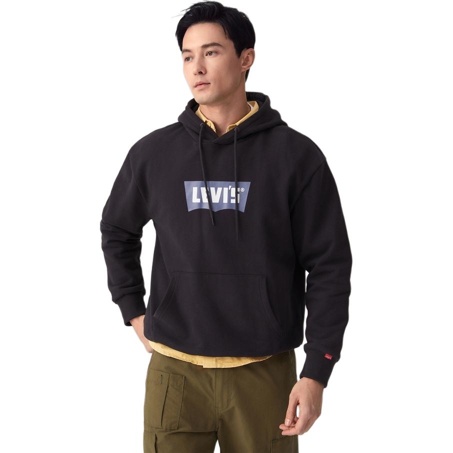 Толстовка мужская Levis Casual Свободная Мягкая Удобная с капюшоном Длинный рукав Толстовка Черная 0018O-0003