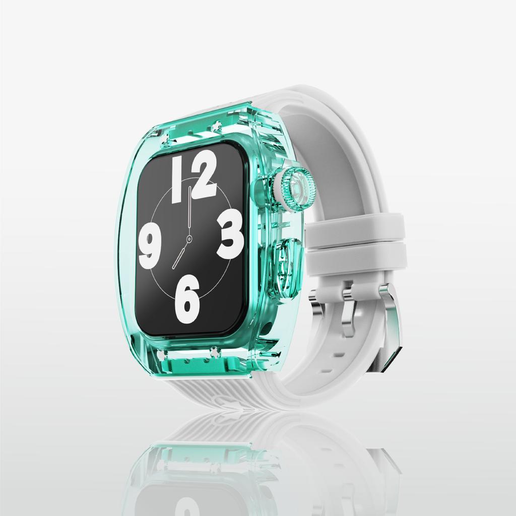 BEEFLYPOWER Explosive Reform Richard Transparent case Integrated Mod Strap for Apple Iwatch 9 SE 8 7 6 5 Band Series 11 10