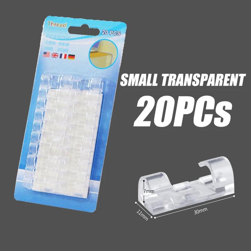 20Pcs Self Stick Wire Organizer Line Cable Buckle Clips Clamp Table Wall Fixer Fastener Holder on Data Telephone Line Winder