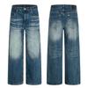 American retro water ripple jeans men's and women's cleanfit loose and versatile straight wide-leg trousers trend