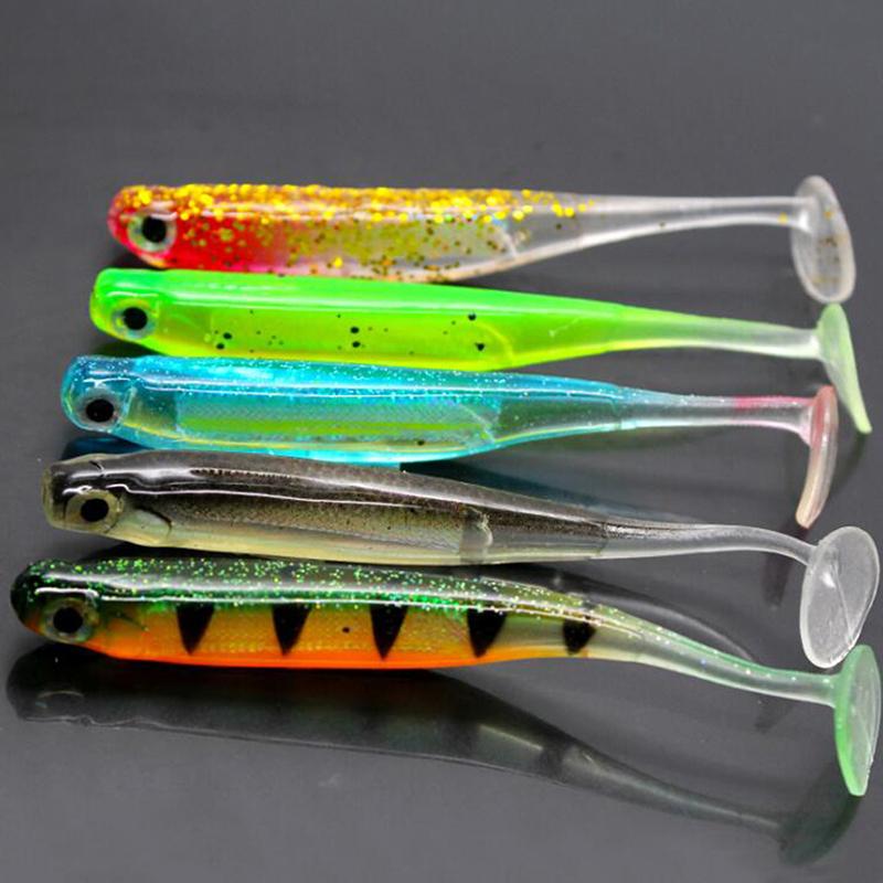 Fishing Soft Bait T Tail Artificial Sequin Swing Silicone Spinner Carp Bass Lure