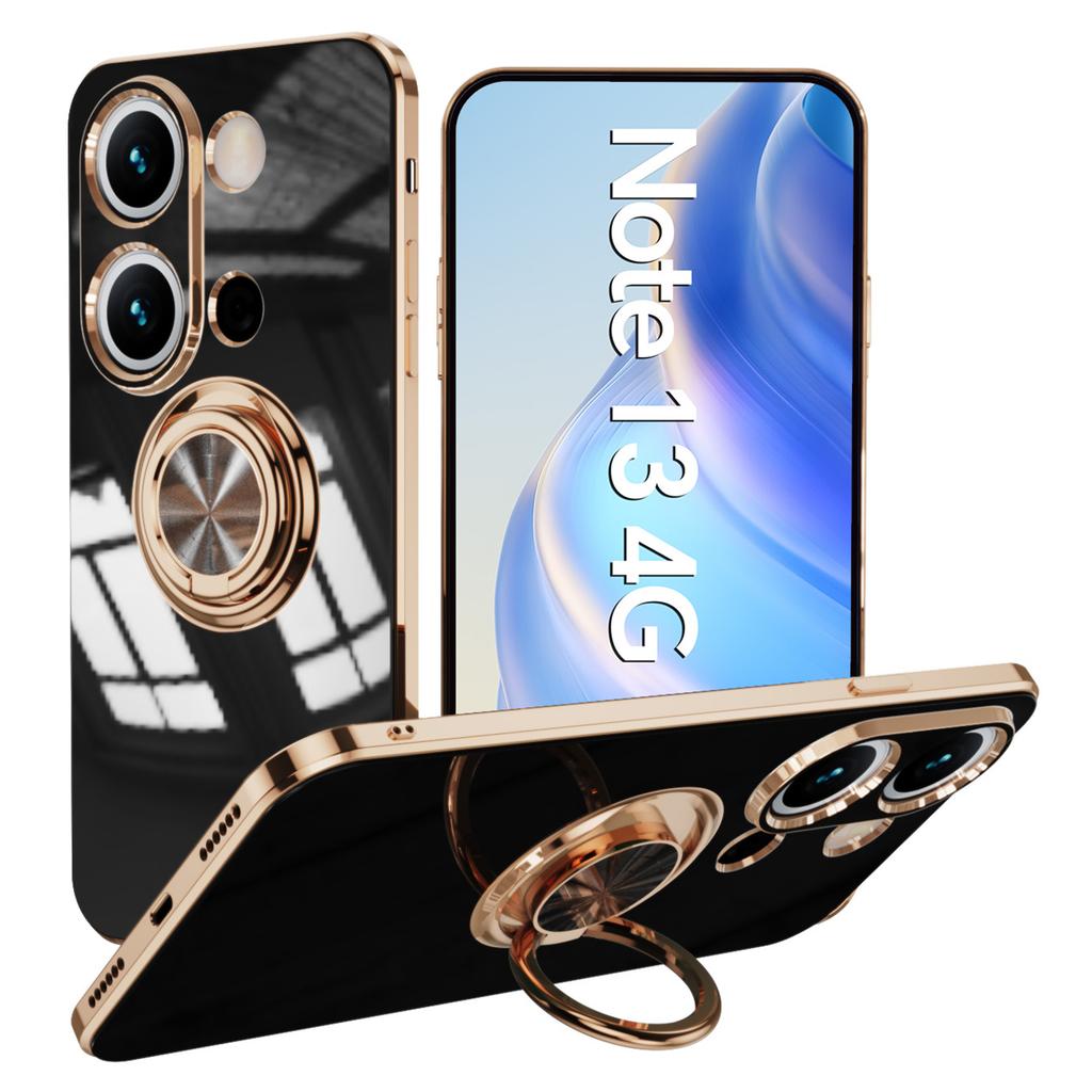 For Xiaomi Redmi Note 13 4G Case with Astronaut Ring Kickstand 6D Electroplating TPU Phone Cover