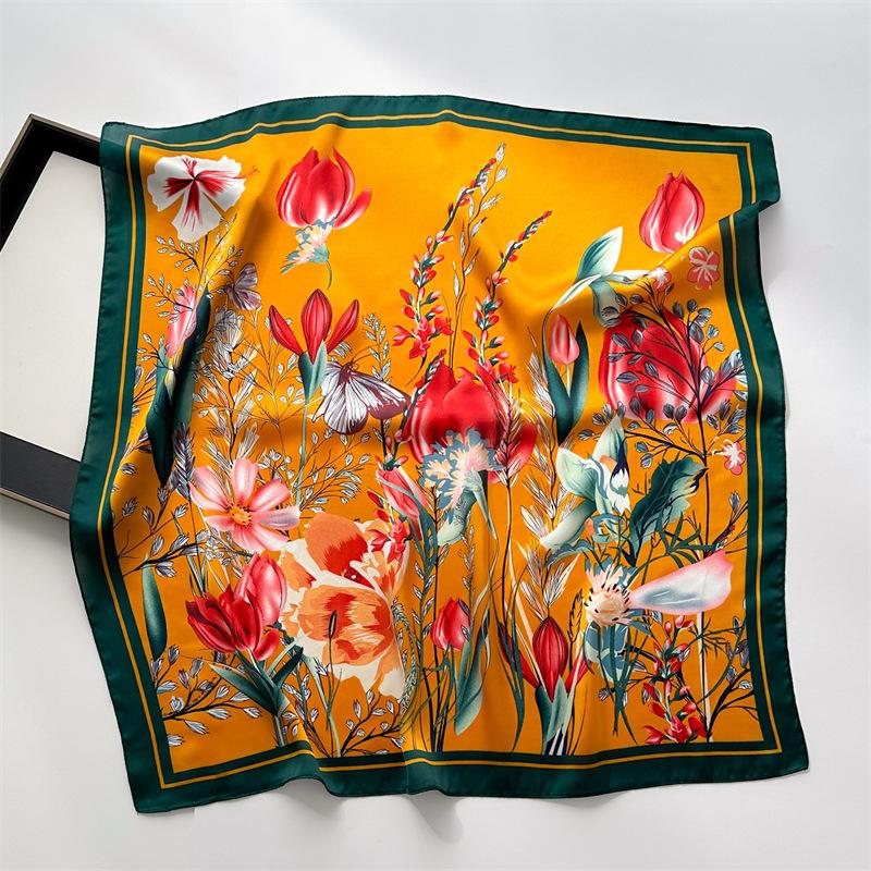 70 * 70cm New Silk Small Square Scarf For Women'S Neck Protection Professional Scarf Versatile Hair Tie Headscarf Scarf