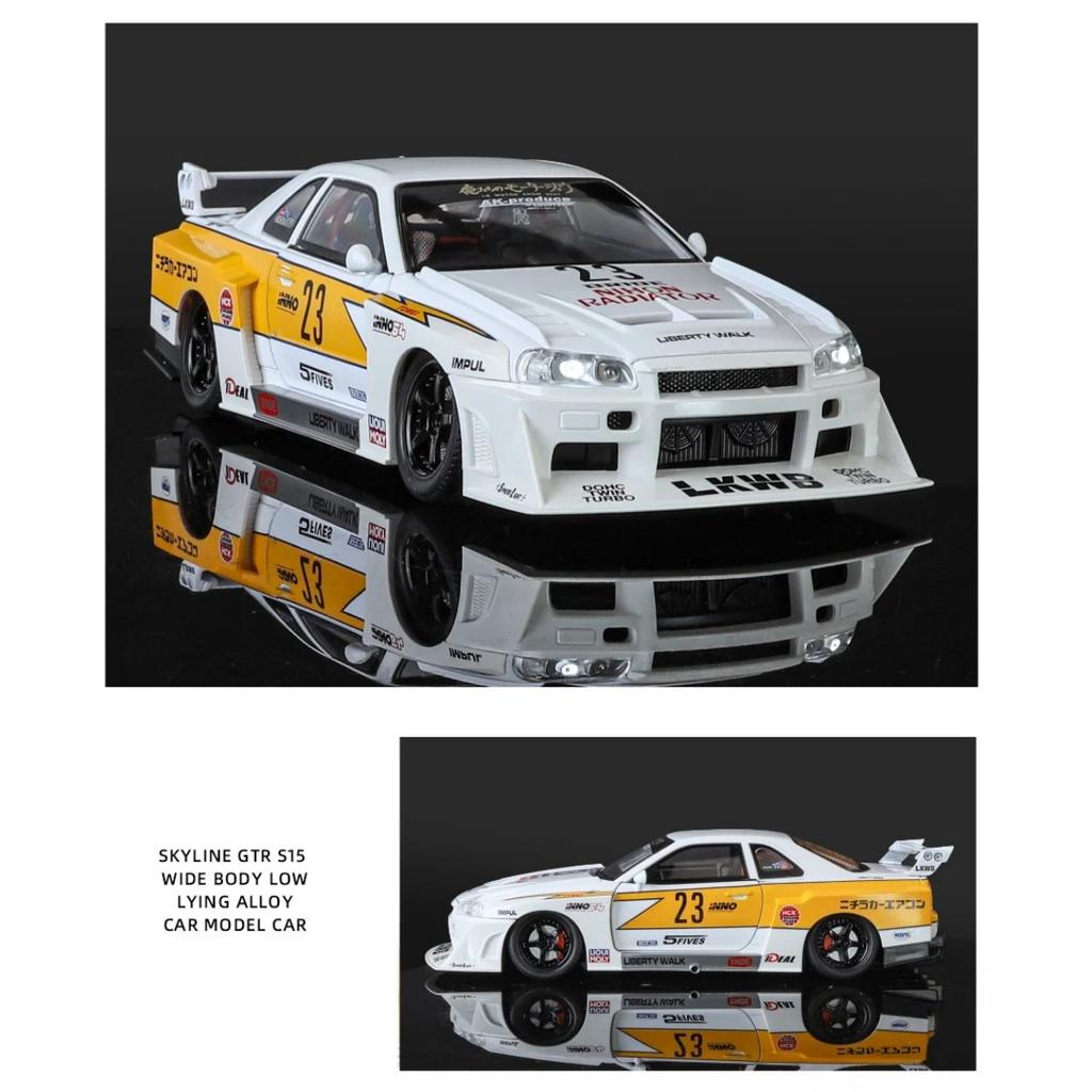 Модель легкосплавного автомобиля Nissan GTR Skyline в масштабе 1/24 с аутентичными звуковыми эффектами — Игрушка премиум-класса для детей и коллекционеров — Вдохновленная фильмом «Форсаж»