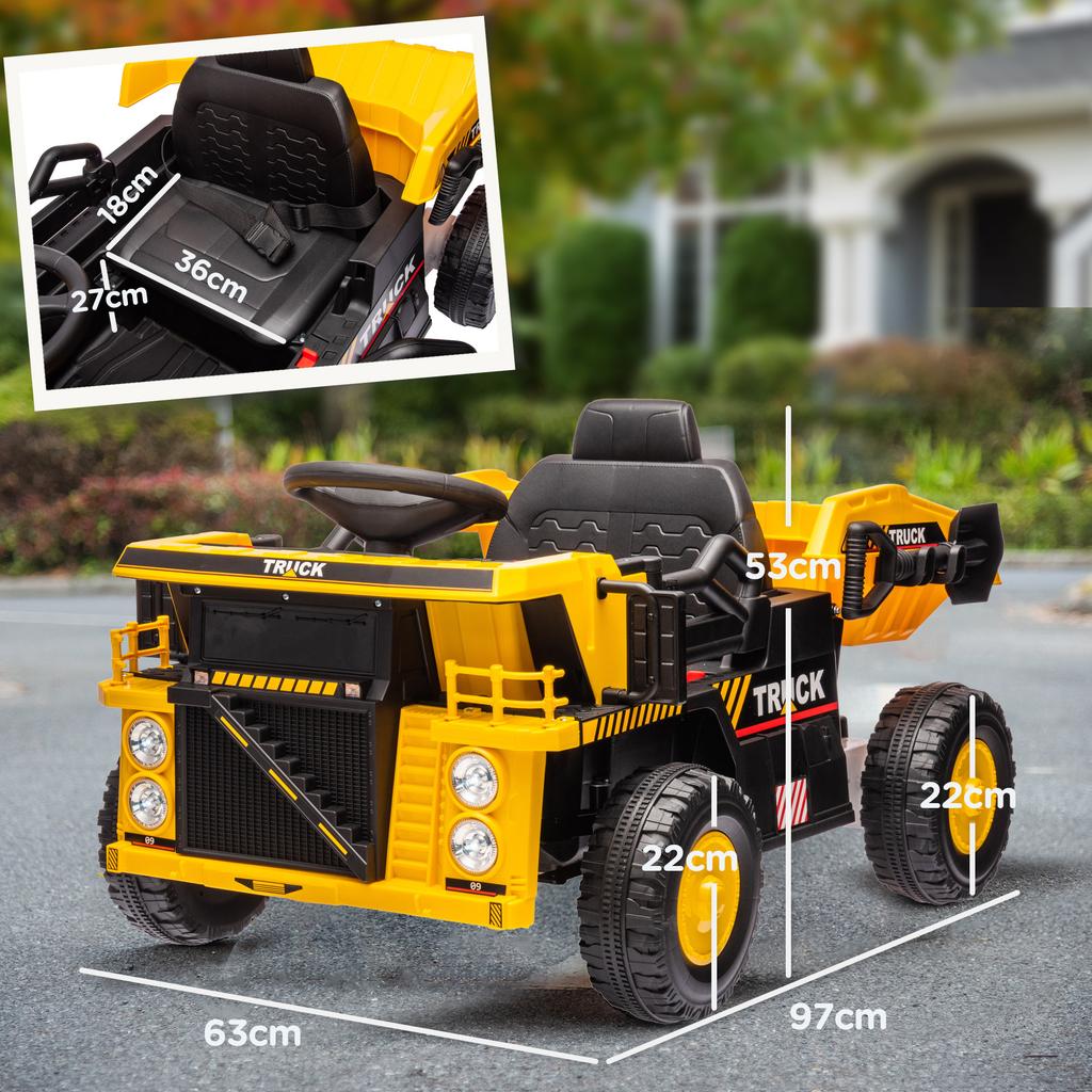 Electric Tipper Truck, 3-6 km/h, Slide Car, Tiltable Loading Bed, Light & Music, for 3-5 Years