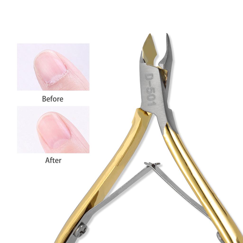 monja Щипцы для кутикулы для дизайна ногтей, толкатель, ножницы, золото, нержавеющая сталь, удаление омертвевшей кожи, чистка, маникюр, педикюр, инструменты для ухода
