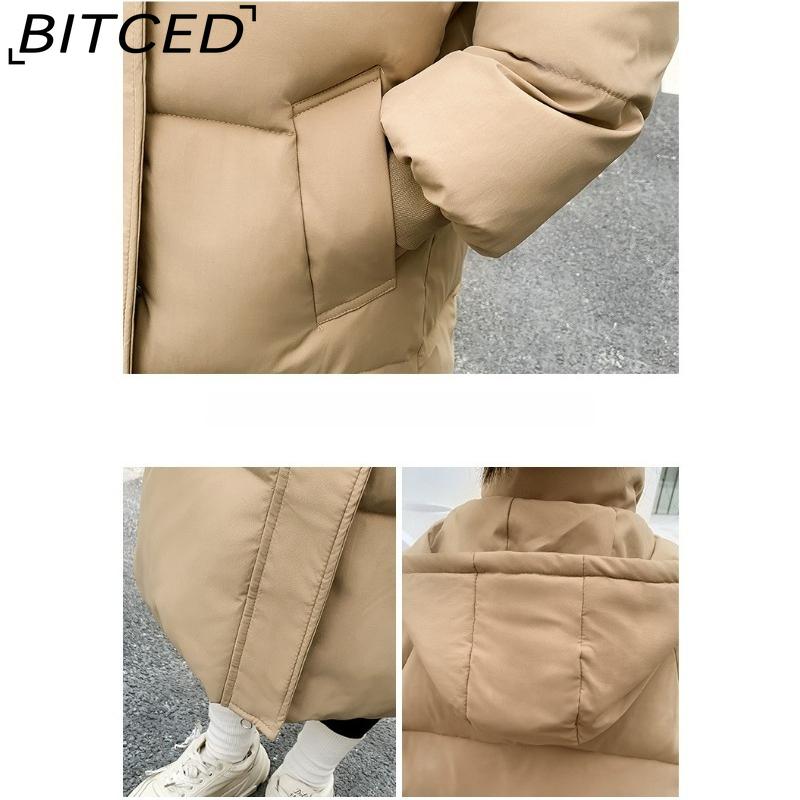 BITCED Long Down Jacket with Quilted Cotton Lining - Women's Loose-Fit Winter Coat - Thickened Cotton-Padded Outerwear