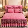 Luxury Wedding Bedding Set Super Soft Crystal Velvet Fleece Lace Ruffles Quilted Bed Skirt Mattress Cover Bedspread Pillowcases