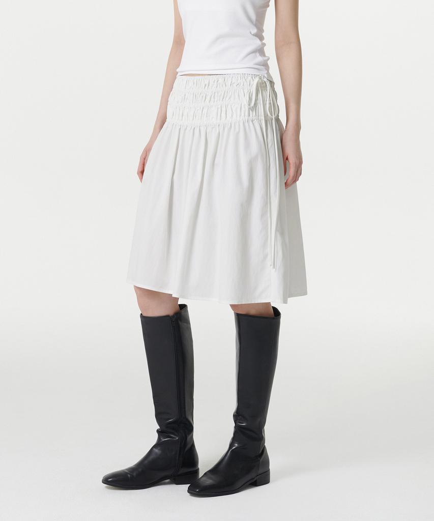 Musinsa Standard Woman Women'S Shirred Knee-Length Elastic Skirt [White]