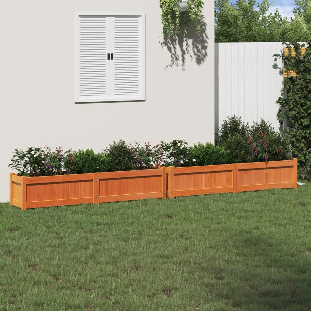 Planters 2 pcs Wax Brown Solid Pine Wood