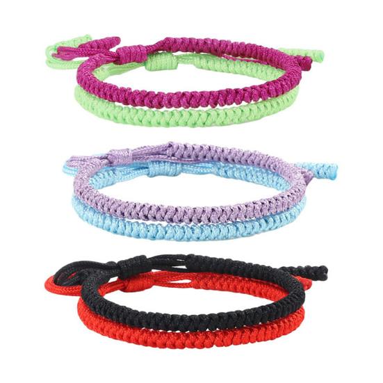 2 шт. Браслеты дружбы Ручной работы Плетеный шнур Регулируемый плетеный браслет Символические цвета для значимого символа единства