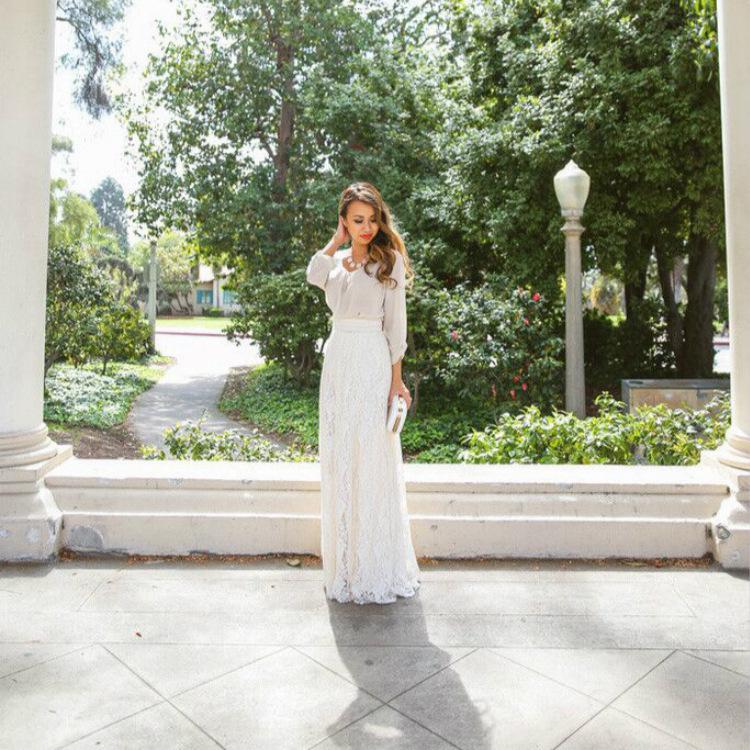 Женская длинная макси-юбка с двойным кружевным слоем, шифоновая плиссированная длинная юбка длиной до щиколотки с эластичной резинкой на талии и цветочным принтом, уличная одежда