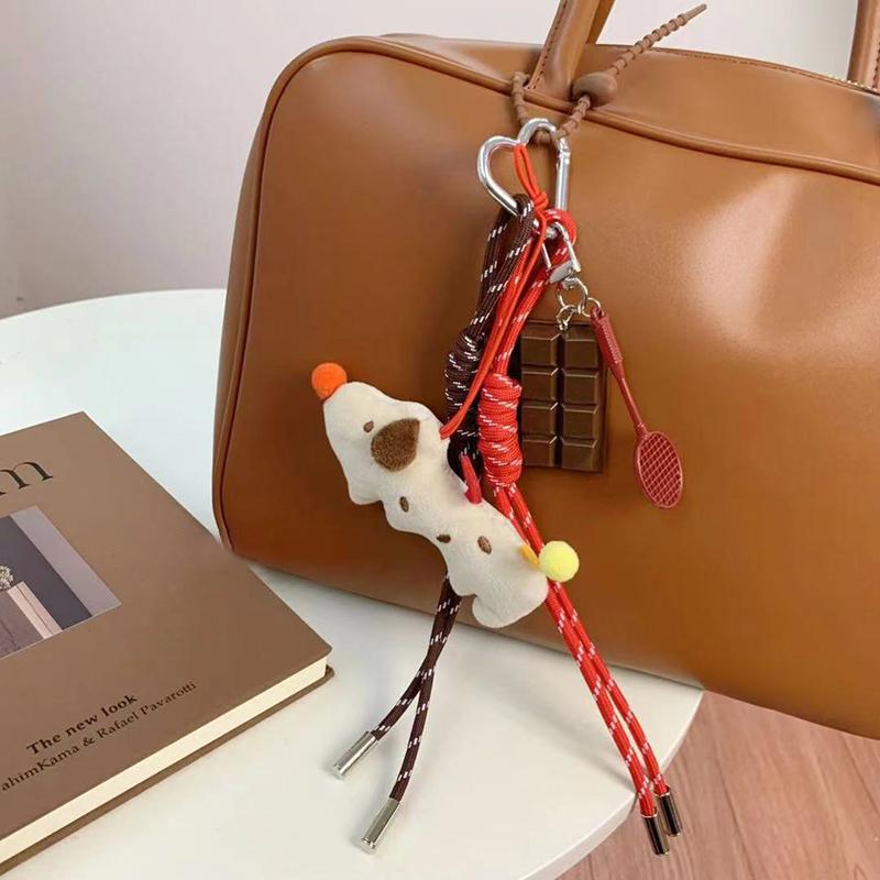Креативный мультяшный щенок плюшевый брелок плетеный веревочный брелок сумка подвеска сумки подвесное украшение пара держатель для ключей
