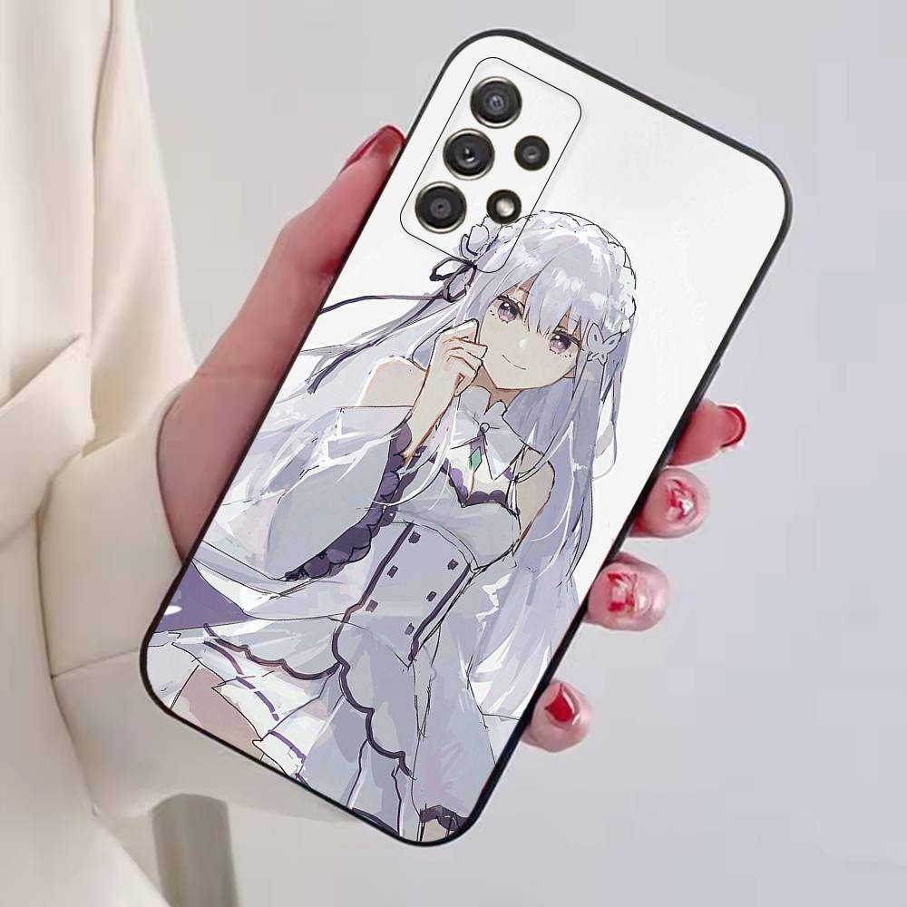 Аниме Милая Девочка RE:Чехол для телефона Zero Emilia для Samsung S25, S24, S21, S22, S23, S30, Ultra, S20, Plus, Fe, Lite, Note, 10, Черный
