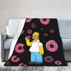 S-Simpsons Homer Donut Pink Sprinkles Blanket Autumn Warm Comfy Throw Blanket For Adults Sofa Home Flannel Bedspread Bed Cover