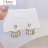 New Design Fashion Jewelry Exquisite Shiny 14K Real Gold Plating Tassel Zircon Earrings Elegant Women's Wedding Party Earrings