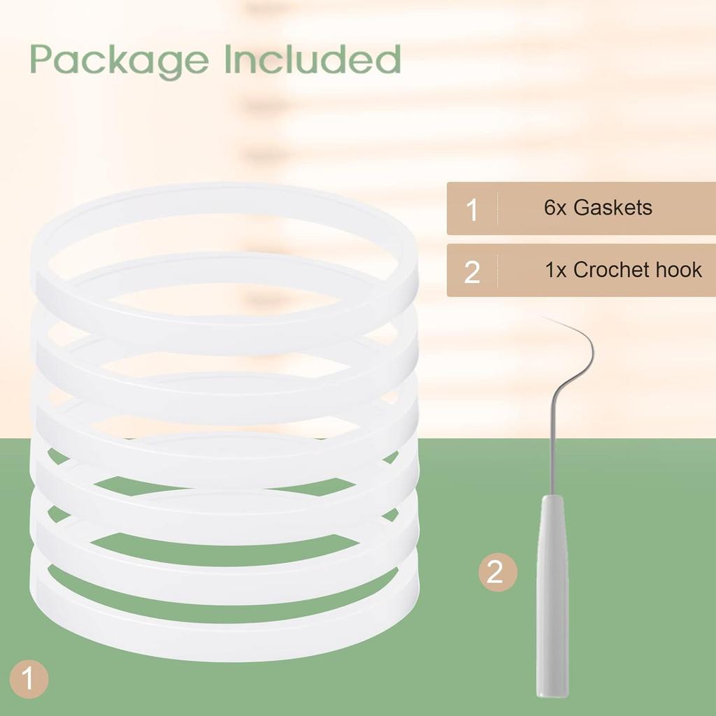 6 Pieces 10cm White Rubber Sealing Gaskets O-Ring Replacement Part Compatible with Nutri Ninja Juicer Blender Replacement Seals