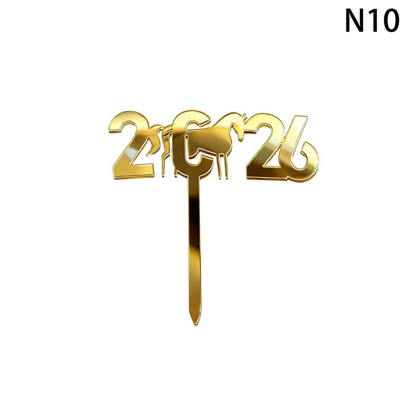 2026 С Новым годом Украшение для торта Золотой акриловый флажок для десерта Детский новогодний рождественский подарок Украшение для торта Принадлежности для выпечки