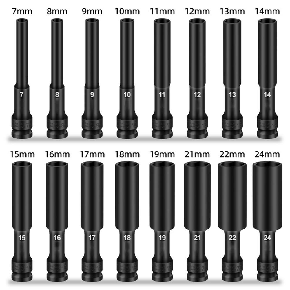 1pcs 1/2 Drive Socket Wrench Hex Socket Head 8-24mm Adapter Spanner Converter For AC Electric Wrench Pneumatic Air Tool
