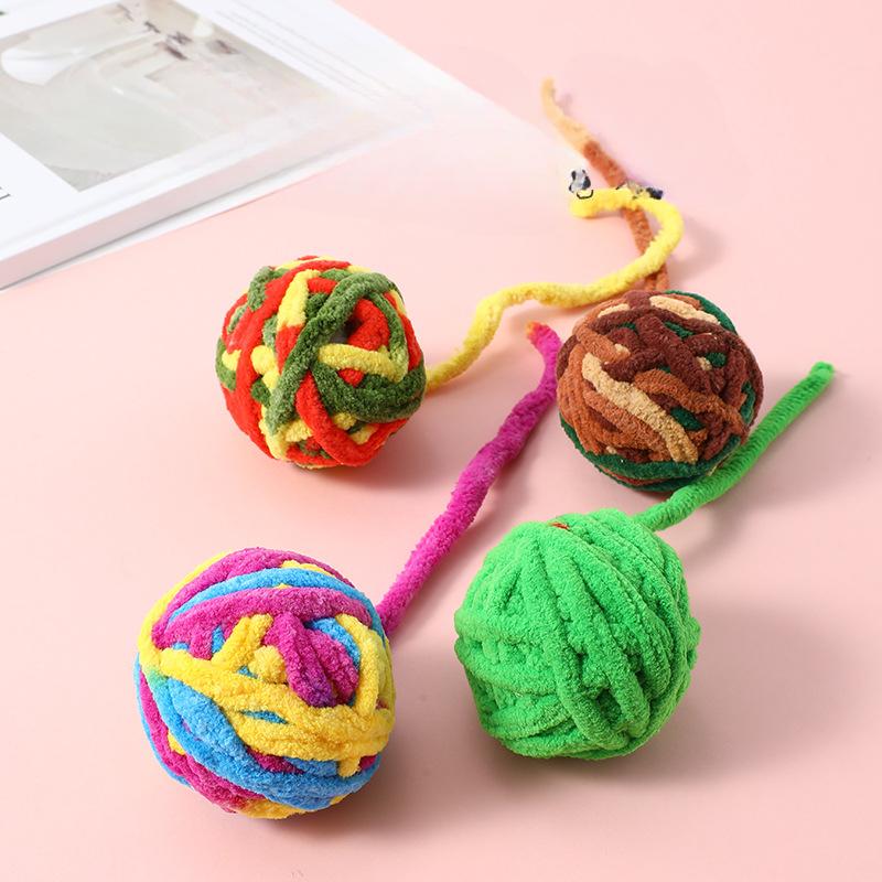 Забавный игрушечный мяч для кошек Мяч-колокольчик Мяч-кошка Игрушка для питомца Интерактивная шерсть Устойчивая к укусам Забавный игрушечный мяч для кошек