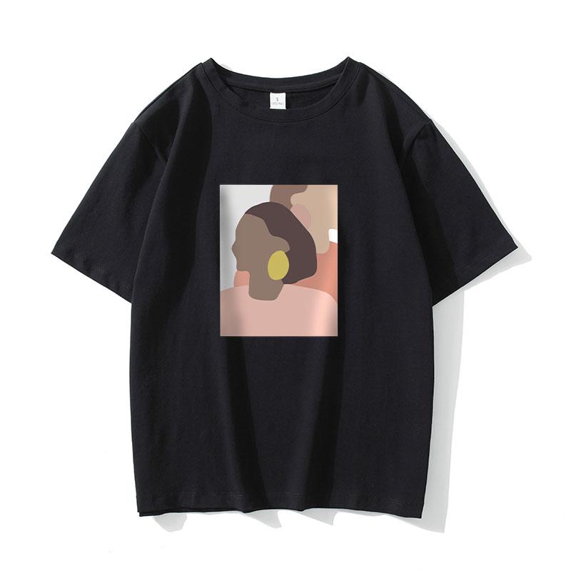 Hirsionsan модная женская футболка с абстрактным рисунком 2021, новые хлопковые футболки с эстетическим принтом, свободные базовые женские топы с короткими рукавами