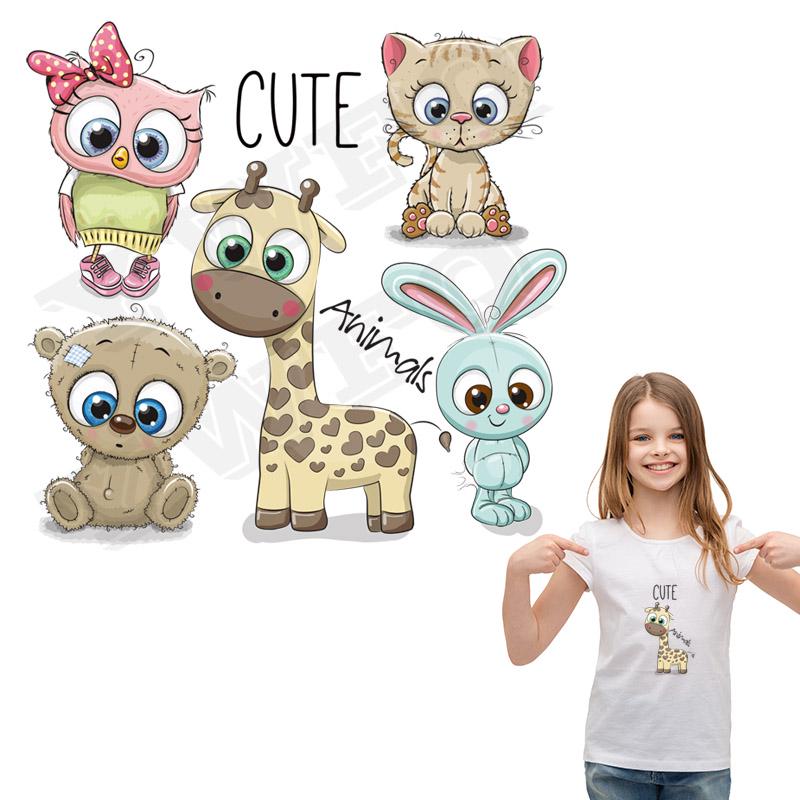 Cute Animals Heat Patches Rabbit Stickers On T-Shirts Custom Accessory Iron On Applique For Kids