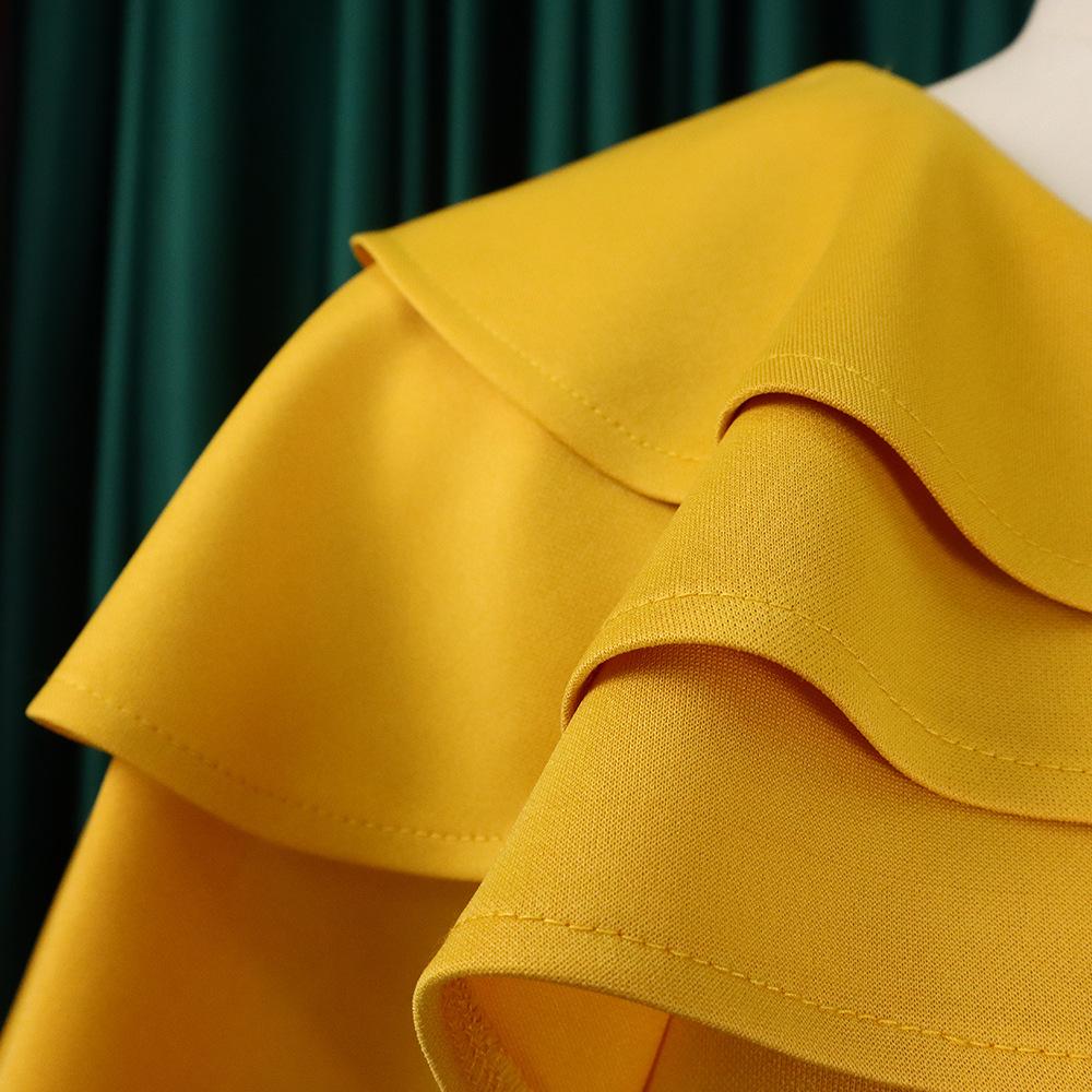 Женское летнее модное платье большого размера с рюшами, цельное однотонное платье-футляр с поясом