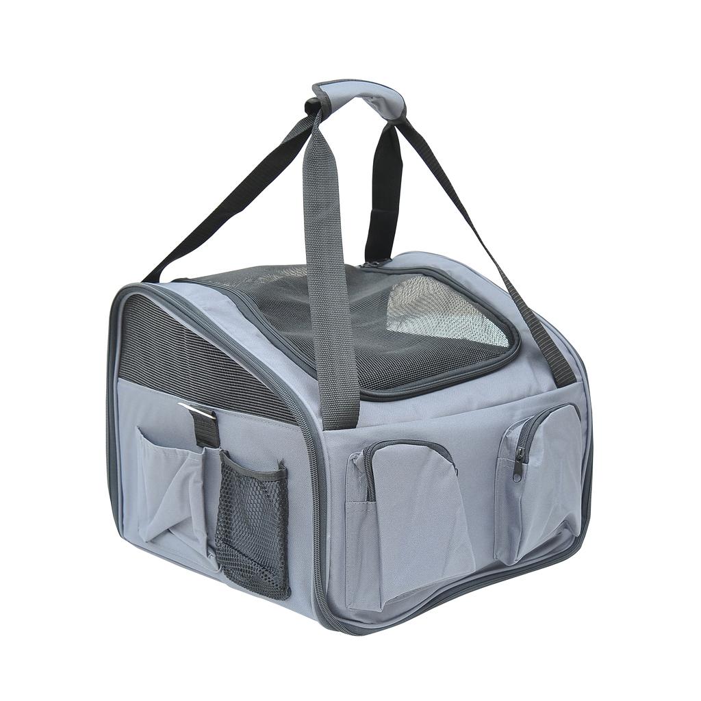 Pet Carrier Folding Bag Car Seat Cat Dog Puppy Kennel Portable Travel Cage Tote Case Mesh Holder House Grey