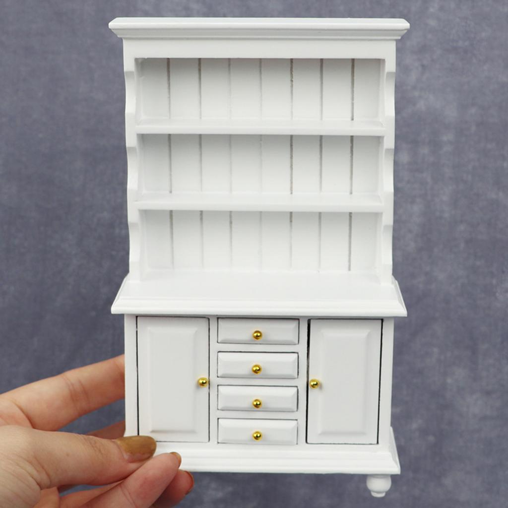 Miniature Sturdy Wood Bookcase 1 12 Scale Dollhouses Furniture Three Layers Cabinet Accessory for Pretend Play Toy