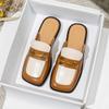 Fashion 2024 Spring and Autumn Women Wear Flat Slippers Square Metal Design British Style Party and Work Wear Ladies Casual Mules41-43