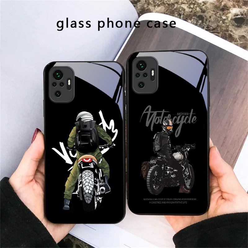 Карта мотоцикла Уличный Для Redmi Note 14 Pro+ 13 Pro 8 9 9S 12S 10 Pro 11 12 13C 14C A3 12 13 K60 Ultra Черный Стеклянный Чехол для Телефона
