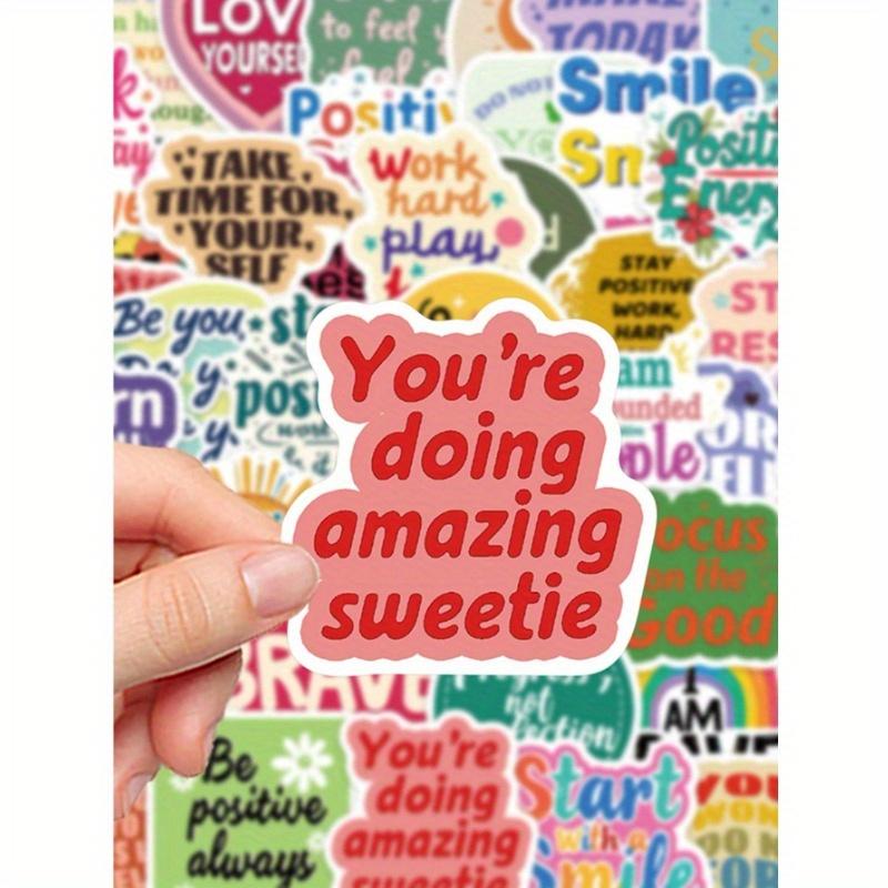 50pcs Positive Affirmation Colorful Graffiti Stickers Waterproof PVC Material Personalized Gift Decoration Water Cup Scrapbook