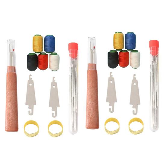 Набор стальных игл с большим ушком Набор для ручного шитья Иглы с защитным футляром Нитки Наперстки Нитковдеватели
